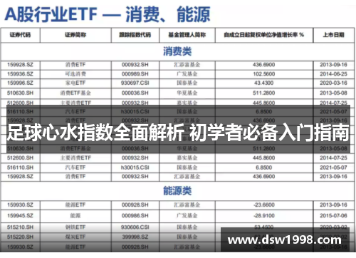 足球心水指数全面解析 初学者必备入门指南
